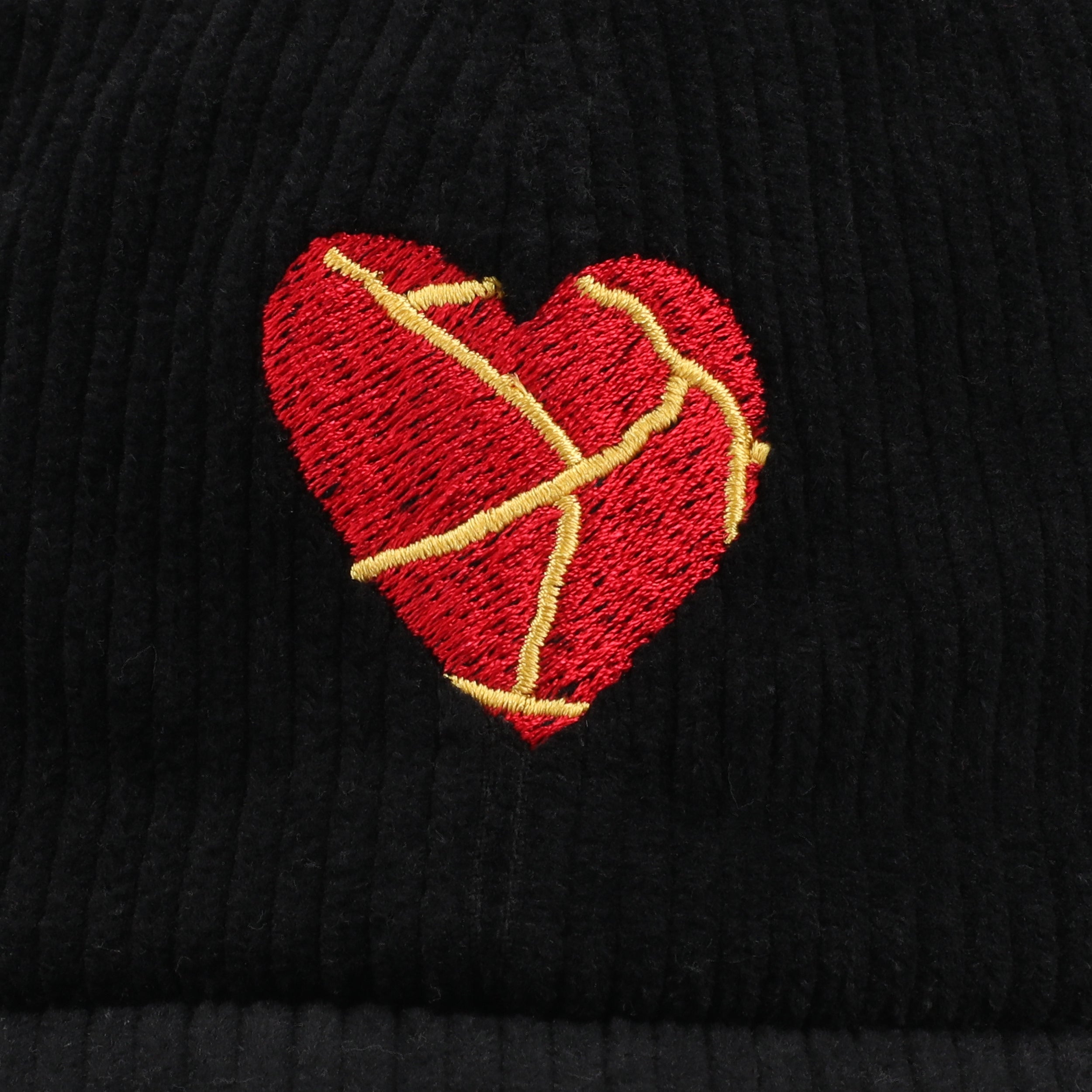 Take Care Heart Corduroy Hat in Black 3 Take Care Heart Corduroy Hat in Black